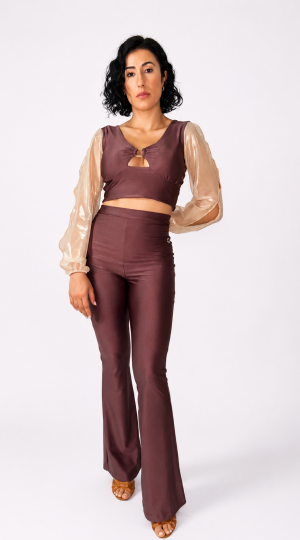 Conjunto - Top Zafiro combinado y pantalón pata campana